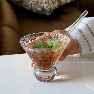 创意轻奢高颜值玻璃杯鸡尾酒杯小众咖啡杯果汁杯饮料杯饮品杯水杯