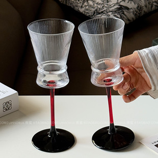 高级感红领结葡萄酒杯高脚杯玻璃杯红酒杯氛围感微醺酒杯鸡尾酒杯