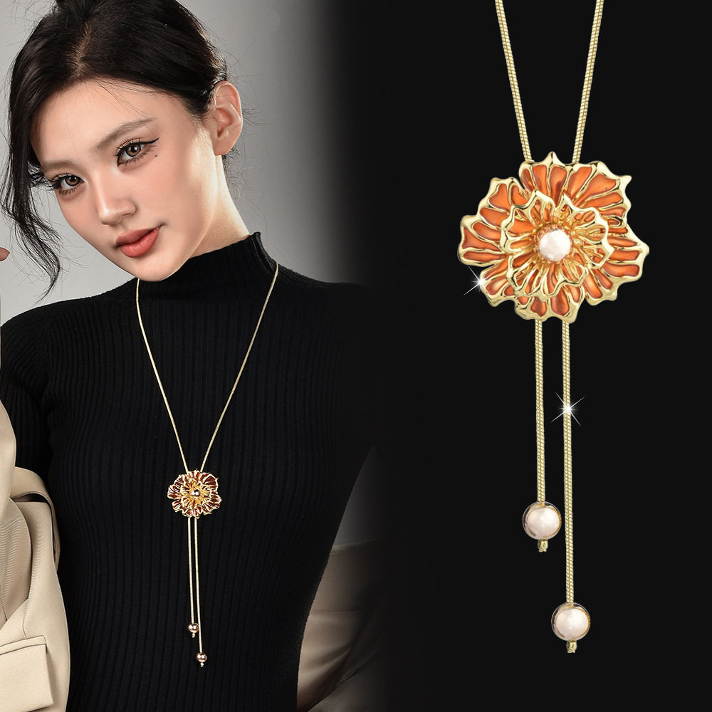 玫瑰毛衣链女秋冬镂空滴油长款气质小众百搭配饰项链,饰品/流行首饰/时尚饰品新,项链,淘宝优惠券,粉丝福利购,淘宝优惠卷