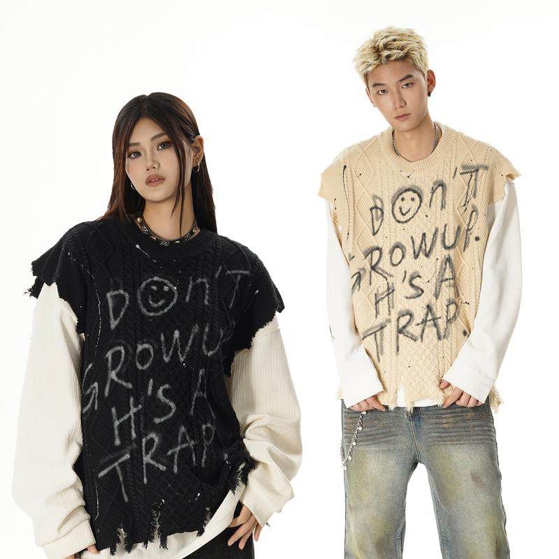 原创潮牌24秋冬毛须边针织衫