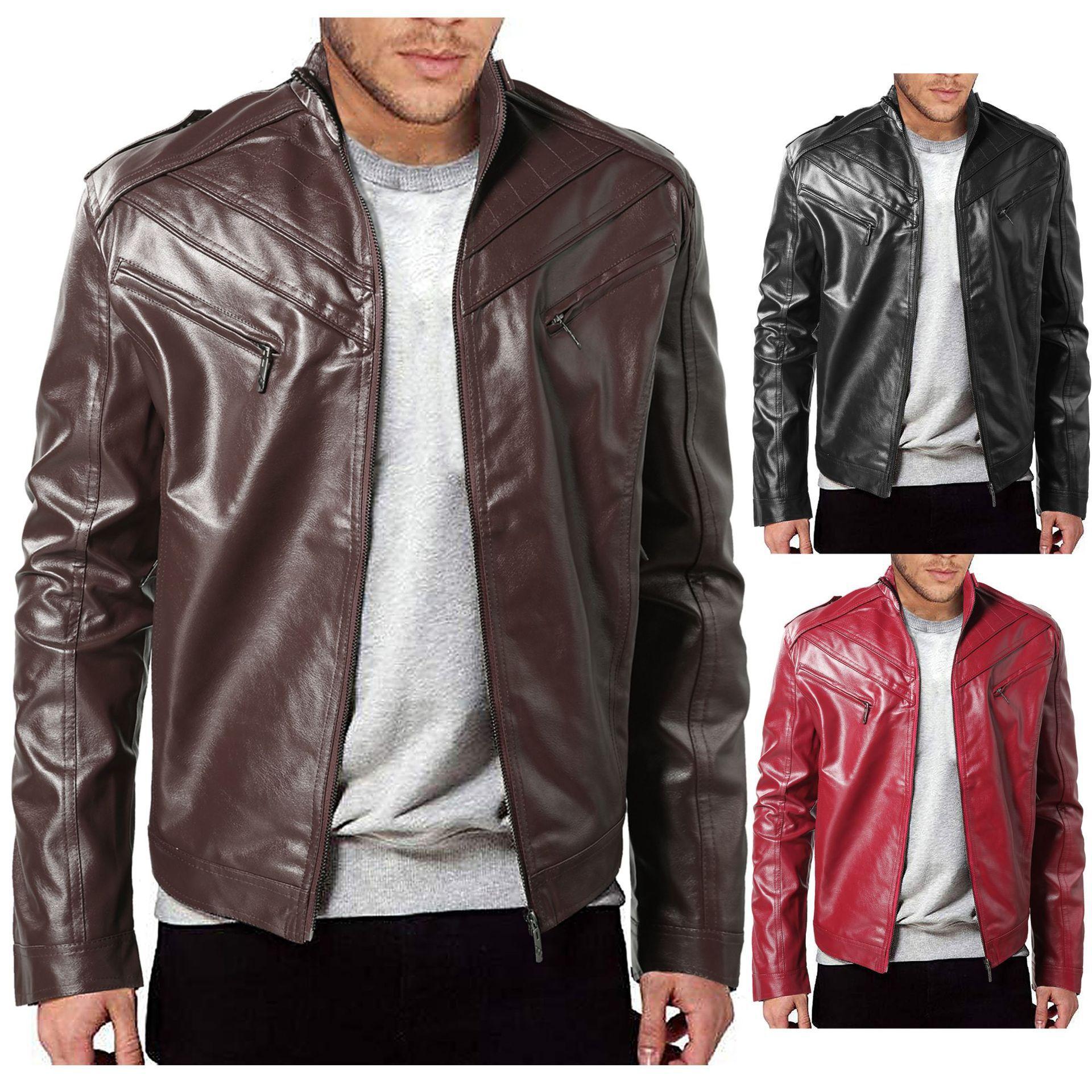 2024休闲拉链拼接皮衣男欧美纯色立领外套PY60特P100，男装皮衣，星座1217-2