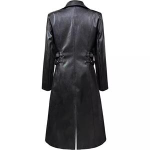 欧美中世纪服装中长款PU皮风衣蒸汽朋克哥特风皮衣外套男F06P140图片