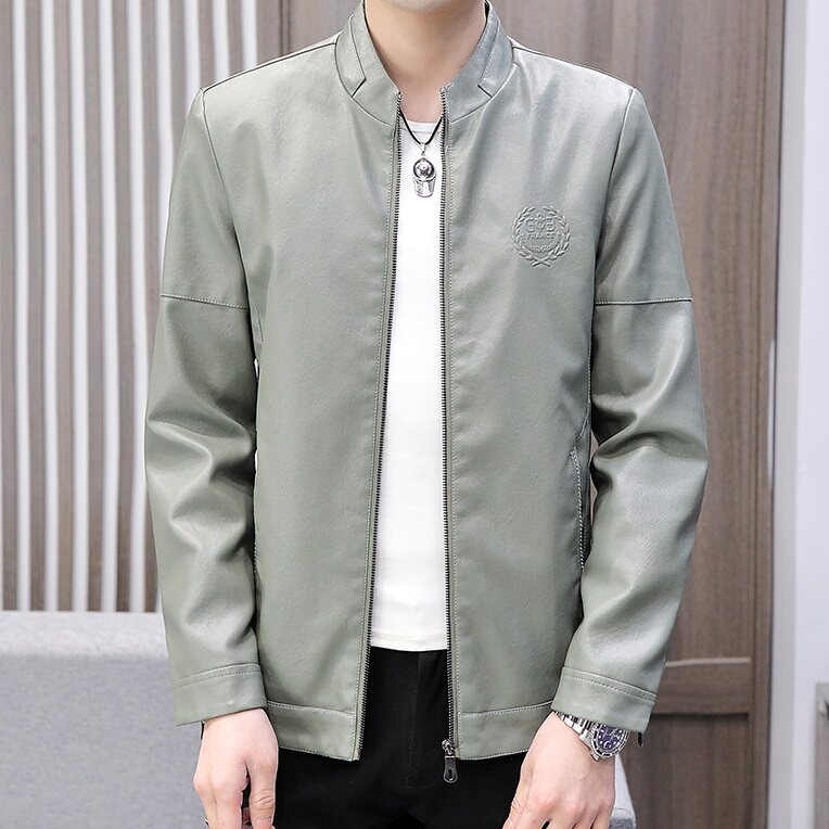 皮衣2021秋季新款韩版青年外套修身立领男士pu休闲皮夹克PU04,男装皮衣,星座1217-2