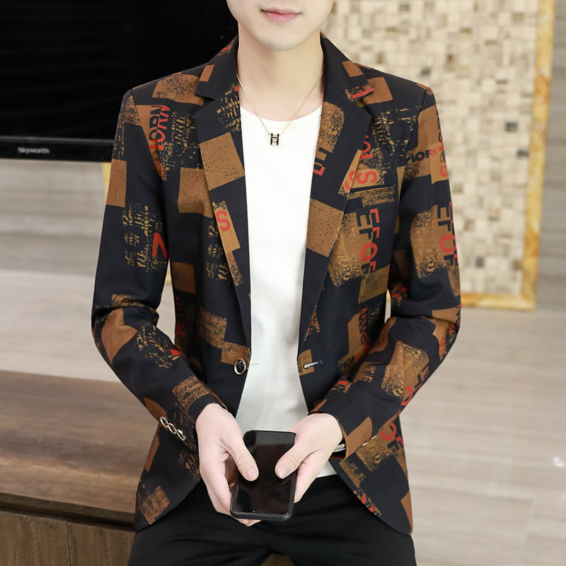 2021春季拼色西服修身韩版小西装青年休闲帅气男外套潮流XZ108P80,男装西服,星座1217-2