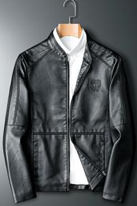 现货2021秋季新款潮流时尚皮衣休闲立领皮夹克机车服外套 7565P65图片