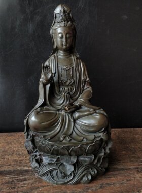 纯铜观音菩萨关公佛像狮子瑞兽笔架笔搁香炉火炉复古怀旧实用收藏