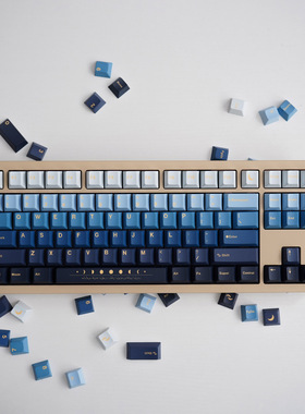 月升渐变蓝大全套机械键盘键帽152键PBT热升华客制化樱桃原厂高度