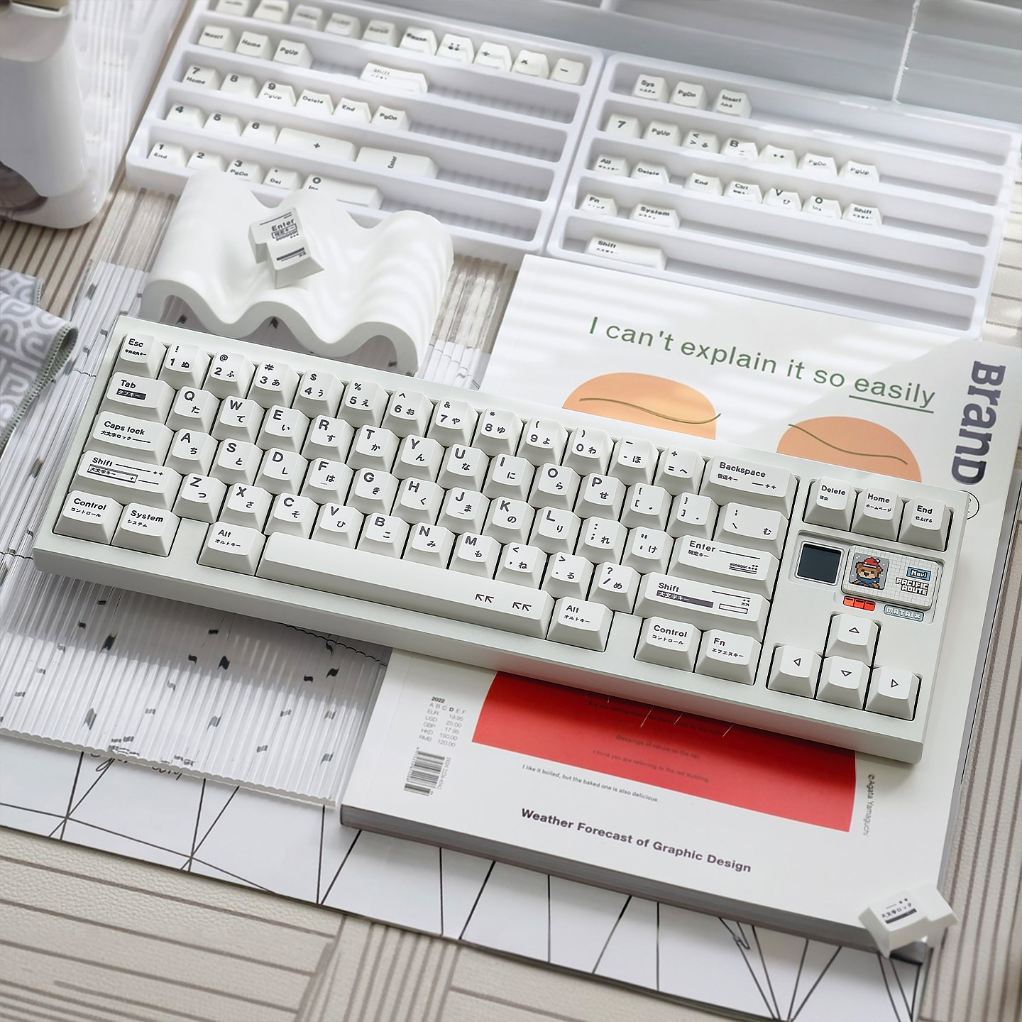 清仓不规则白博朗机械键盘键帽极简白PBT热升华磁轴客制化原厂10