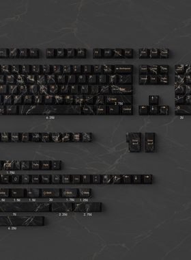 黑色大理石机械键盘键帽大全套PBT五面热升华原厂高度适配61/87等