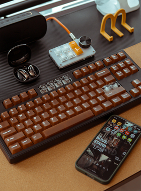 薄荷糖咖啡PC雾透键盘键帽132键移印磁轴客制化原厂高度61/75/87