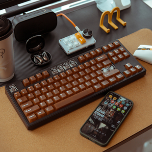 薄荷糖咖啡PC雾透键盘键帽132键移印磁轴客制化原厂高度61