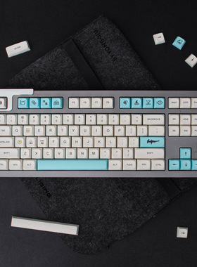 海盐键帽日文蓝白色个性PBT热升华135键XDA高度机械键盘64/87/960