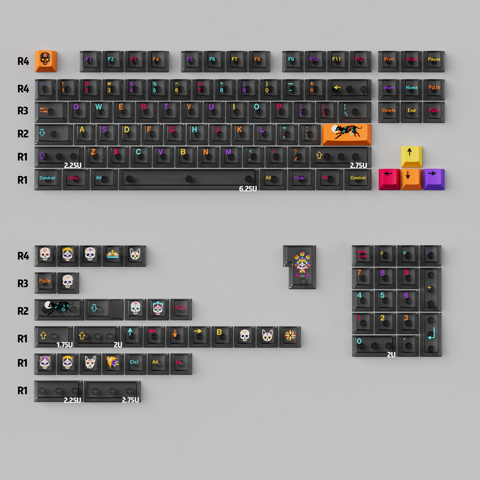 黑色地下世界雾透键帽PC+UV打印