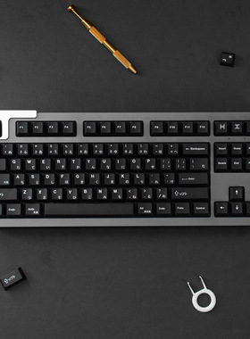 极简黑键帽日文WOB原厂高度PBT热升华大全套机械键盘帽64/75/87/9