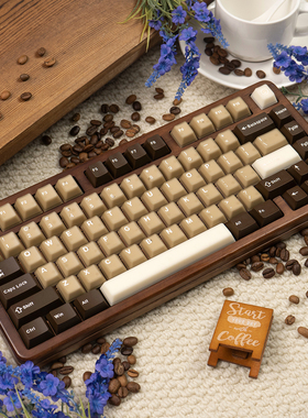 生椰拿铁半透机械键盘键帽大全套PC+PBT二色原厂高度适配wooting