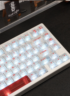 早C晚A五面雾透PC键帽白/黑/红大全套移印原厂适wooting机械键盘