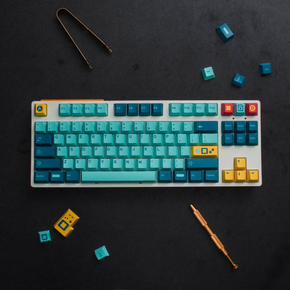 GMK Retrocast键帽复古游戏机蓝色大全套原厂PBT热升华本栖湖法翠