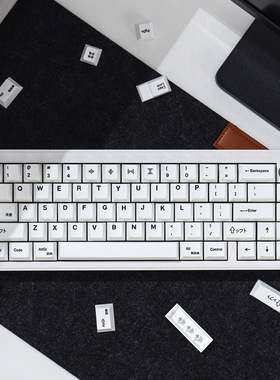 极简白英/日语129键机械键盘键帽PBT热升华原厂高度适配61/64/84