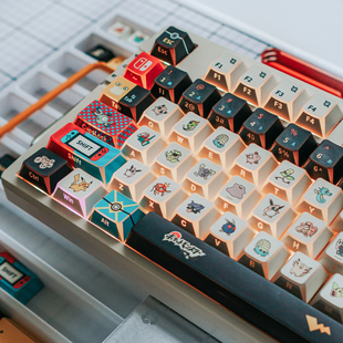 宝可梦折影棱角透光侧刻键帽客制化磁轴机械键盘PBT热升华原厂高
