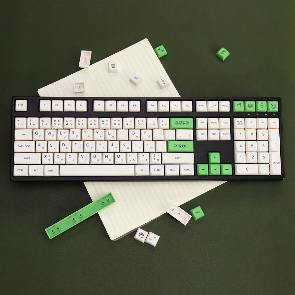 牛油果键帽绿色日文PBT热升华XDA高度137键适配机械键盘64/87/980
