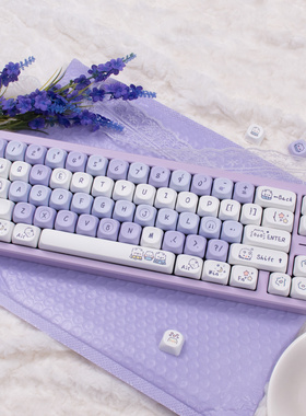 MOA紫色小猫咪机械键盘键帽客制化PBT热升华适配Wooting/Made68等