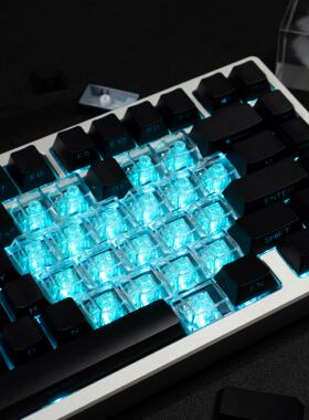 黑/白玫瑰侧透机械键盘键帽PC爱心透明PBT二色原厂适配61/75/87等