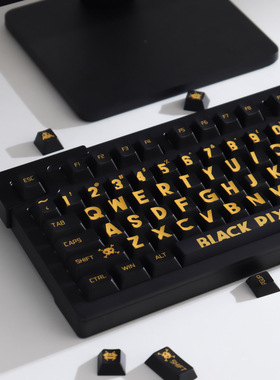 黑金大字机械键盘键帽大全套PBT热升华樱桃原厂高度适配61/64/87