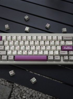 复古紫色希腊文147键机械键盘键帽PBT热升华客制化樱桃原厂高度