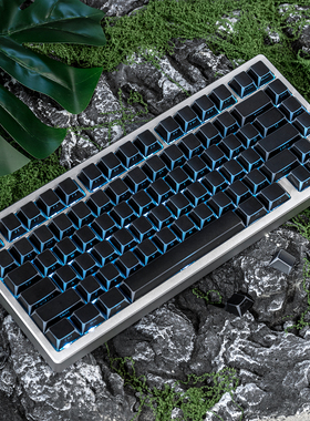 黑色折影棱角透光侧刻键盘键帽客制化磁轴PBT双色注塑原厂75/87