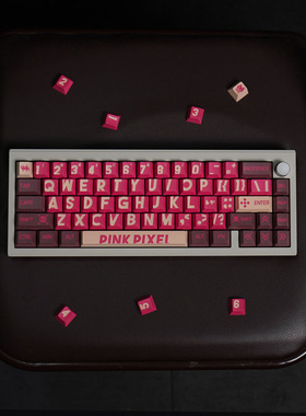 红粉像素机械键盘键帽大全套PBT热升华樱桃原厂高度适配61/64/87