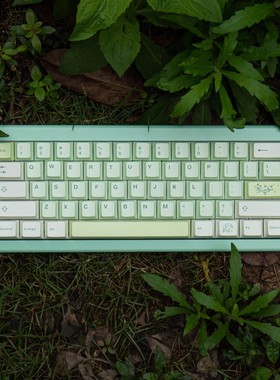 银杏主题磁轴机械键盘键帽PBT热升华原厂高度适Wooting made68等