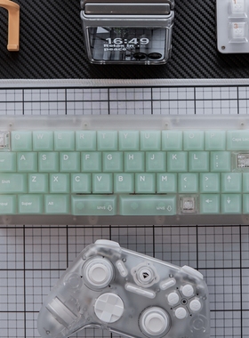薄荷糖翡翠绿PC雾透键盘键帽132键移印磁轴客制化原厂61/75/87/98