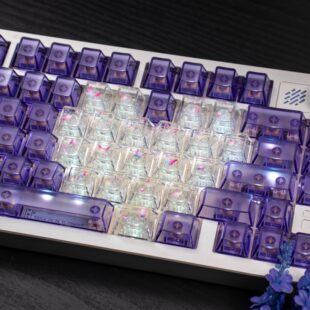 薄荷糖暮蝶紫色雾透机械键盘键帽爱心PC移印客制化原厂适Wooting
