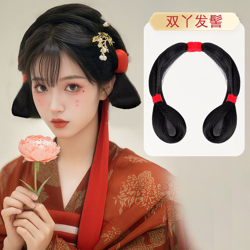 汉服懒人一体式唐风红线发髻发箍