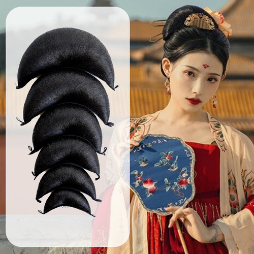发髻女全头套装汉服假发包牛角包