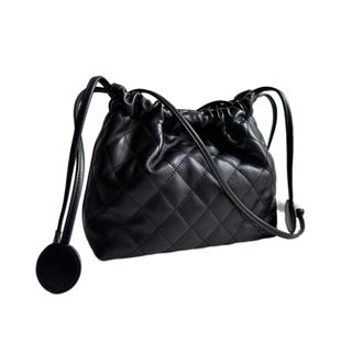 菱格小羊皮抽绳单肩斜挎包 26s 新款 福袋包