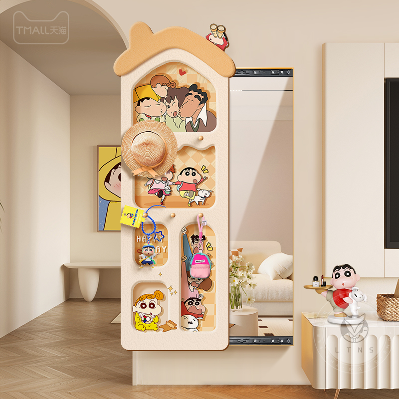 奶油风全身镜推拉装饰画