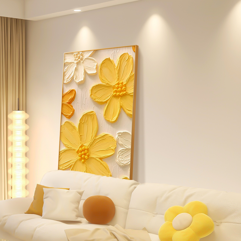 奶油风玄关客厅装饰画花卉