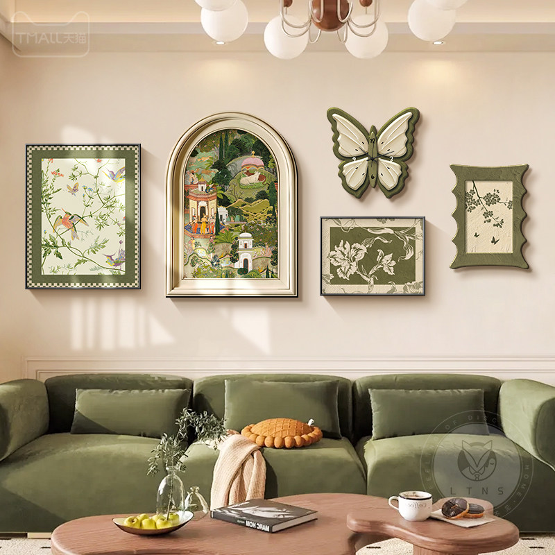 法式中古风客厅装饰画抽象艺术壁画沙发背景墙高级感复古组合壁画,家居饰品,现代装饰画,淘宝优惠券,粉丝福利购,淘宝优惠卷