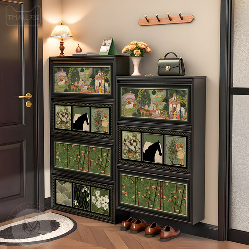 中古风超薄鞋柜小窄家用门口鞋架