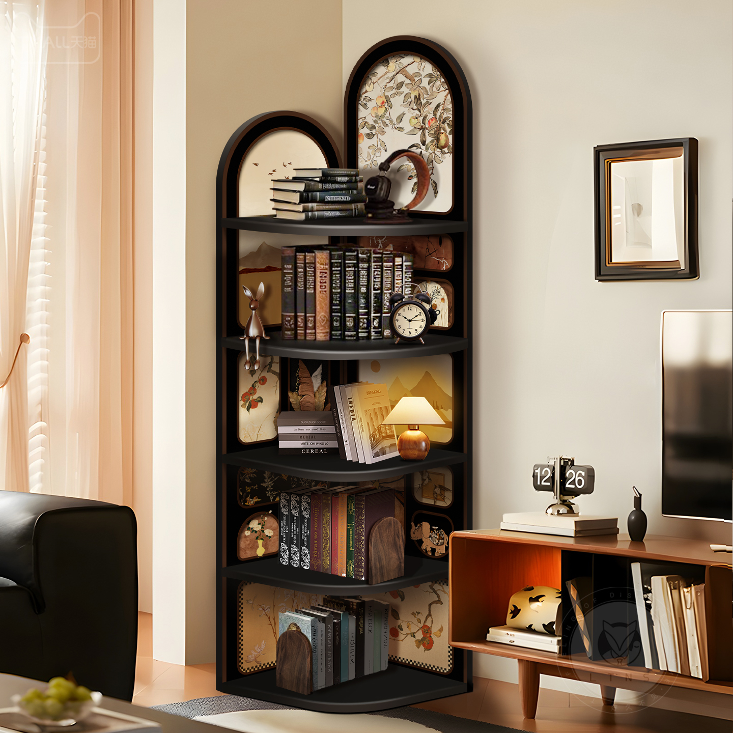 转角柜置物架三角落地摆件收纳柜