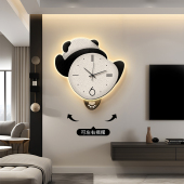 熊猫挂钟客厅创意时钟壁灯饭厅家用时尚 挂墙静音发光摇摆钟表挂表