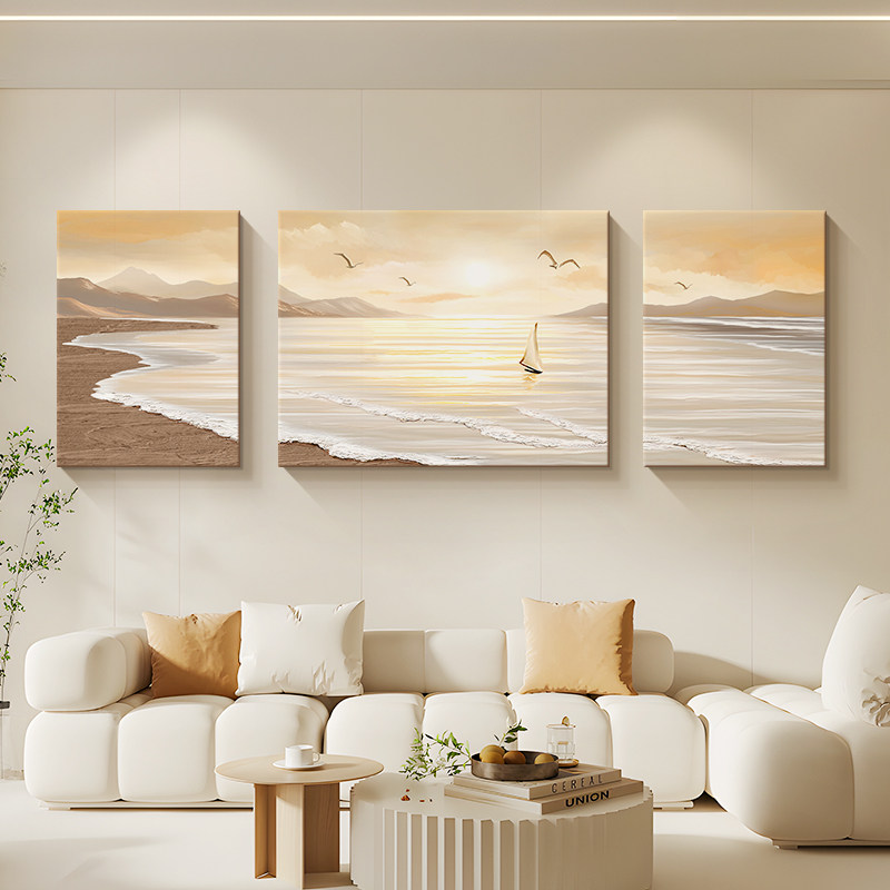 一帆风顺客厅装饰画现代简约沙发背景墙肌理挂画高级感大白墙壁画,家居饰品,现代装饰画,淘宝优惠券,粉丝福利购,淘宝优惠卷