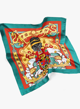 蒲城文化系列蒲城地图文创丝巾拔五更宴公爷IP文创仿真丝丝巾