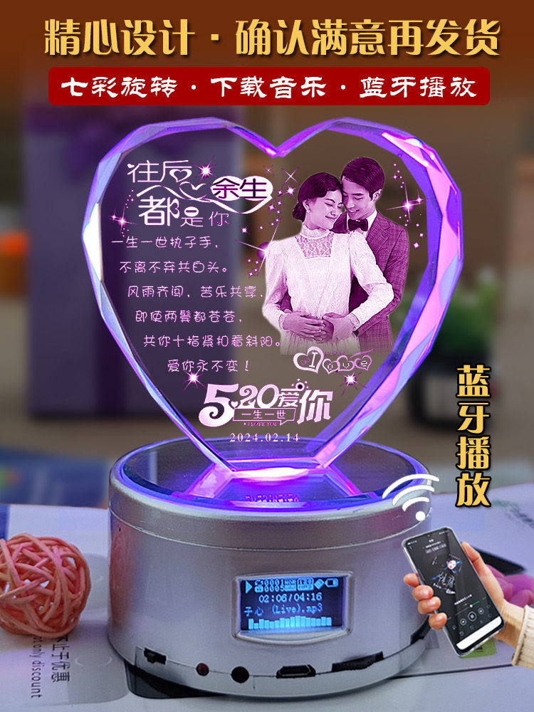 여자를 위한 뮤직 박스 뮤직 박스 생일 선물은 아내와 가장 친한 친구에게 회전 수정 구슬 램프 사진 맞춤형 크리스마스를 선물합니다