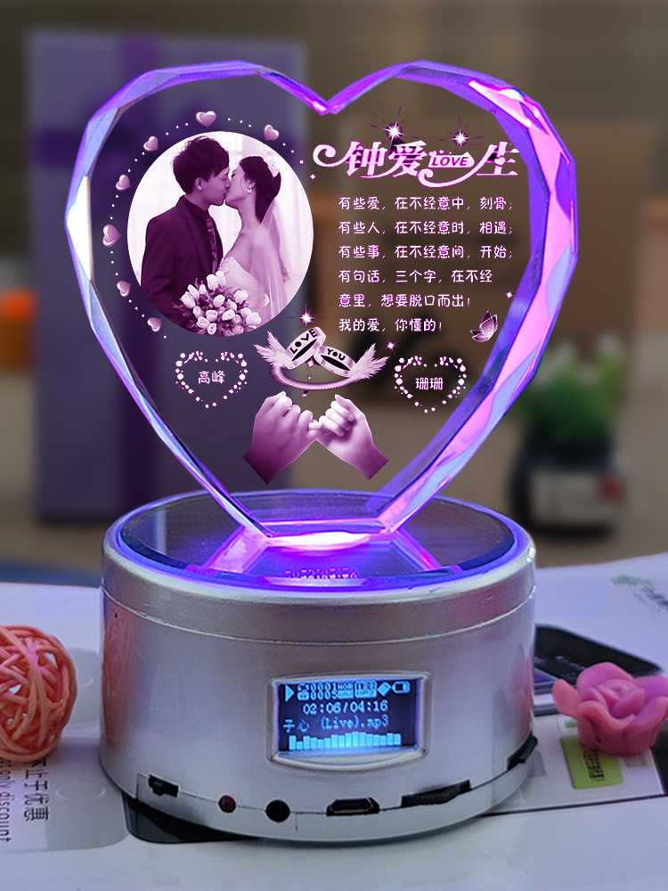 여자를 위한 뮤직 박스 뮤직 박스 생일 선물은 아내와 가장 친한 친구에게 회전 수정 구슬 램프 사진 맞춤형 크리스마스를 선물합니다