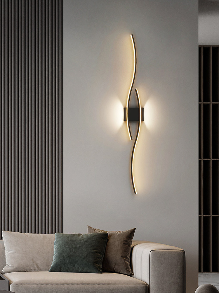 极简长壁灯卧室床头现代简约可达豪华客厅格栅灯电视背景墙中山灯