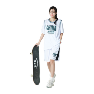 假两件篮球服女生套装短袖球队球衣定制比赛队服T恤初中高中学生