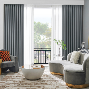 窗帘遮光防晒系列避光人字纹雪尼尔卧室客厅飘窗现代风新款 遮阳布