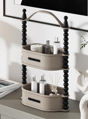 轻奢玄关入户收纳整理盒边柜多层桌面置物架提篮家用厨房储物盒子